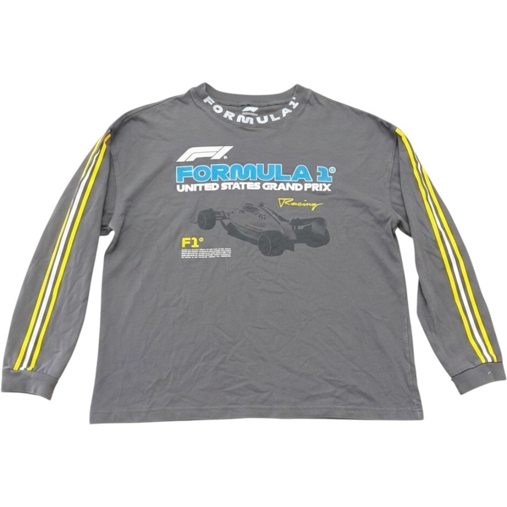 Formula 1 x PacSun Long Sleeve Graphic T Shirt Gray Racing Mens Medium F1 Tee